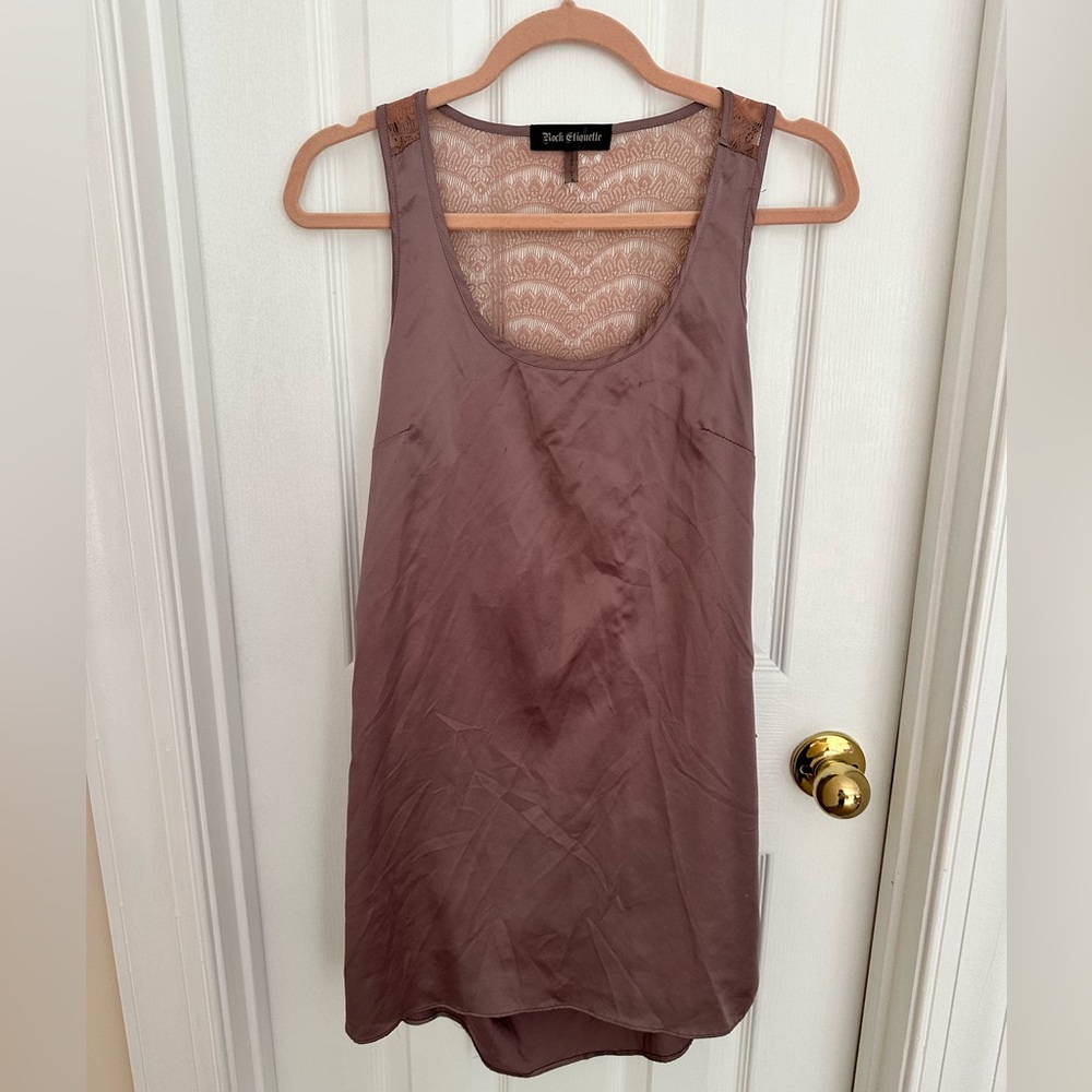 Backless Satin and Lace Backless Mini Dress